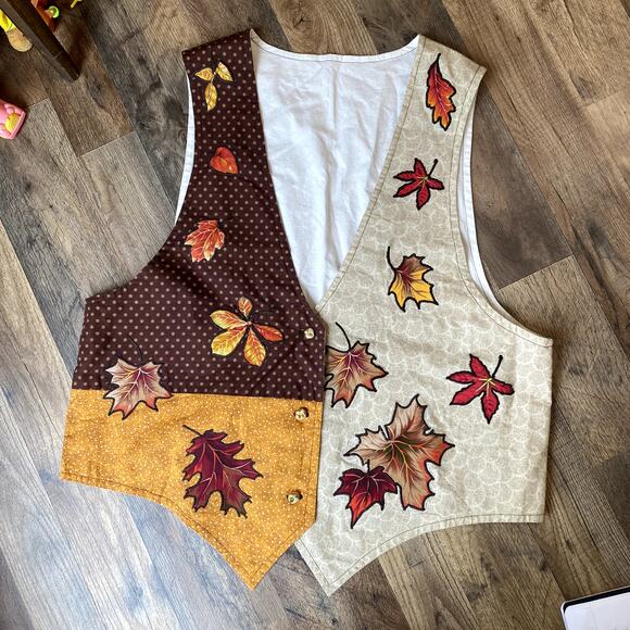 Handmade Women's Autumn Embroidered Grandmacore Cottage Vest 1X - Picture 2 of 9